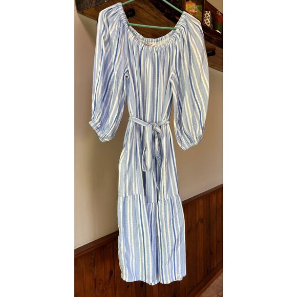 NWT Womens Tommy Bahama Island Gauze Blue White Stripe‎ Flowy Dress Size Medium - Picture 3 of 14